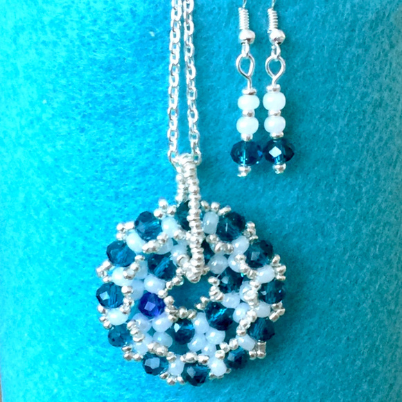 "Teal" Artisan Pendant and Earring set - Picture 1 of 2